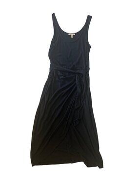 Bordeaux Anthropologie Black Ribbed Wrap Maxi Dress
